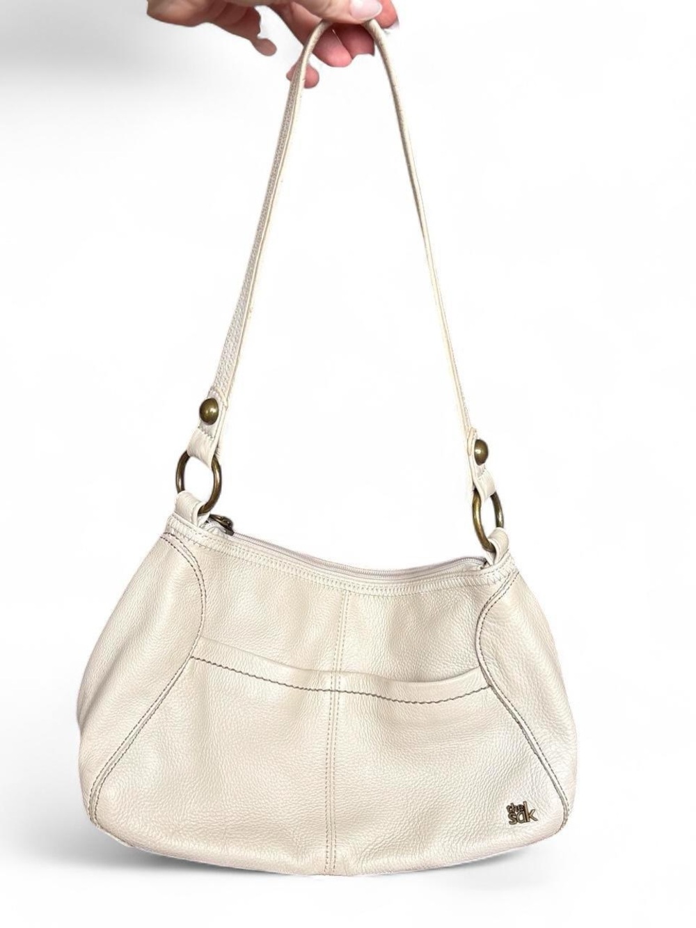 Vintage The Sak Cream Leather Y2K Shoulder Bag Purse